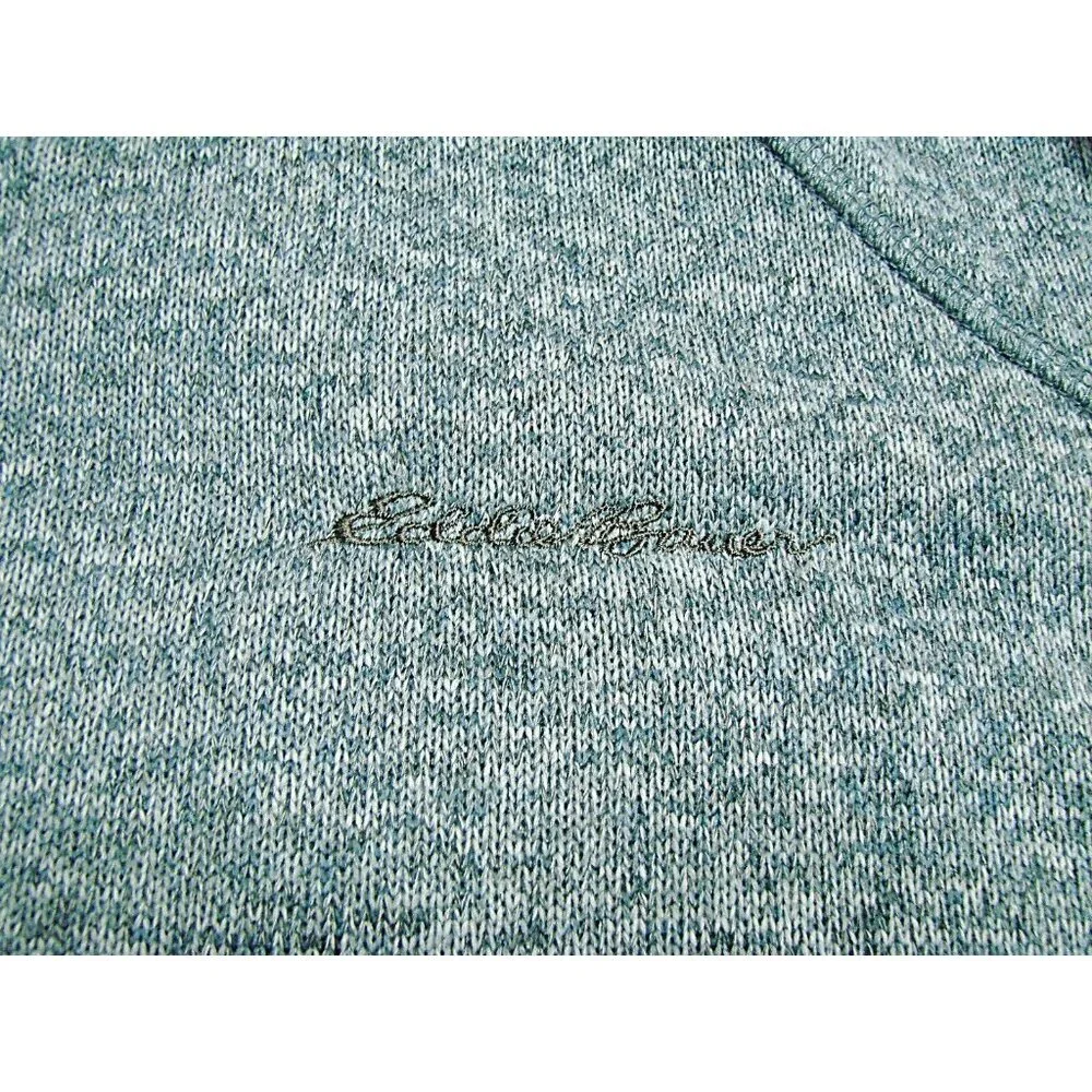 Eddie Bauer Mens Radiator Fleece Pullover 1/4-Zip Heather Blue Mock Neck Size XL